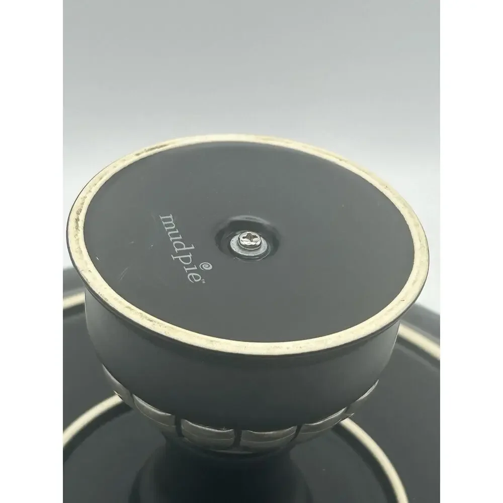 Mud Pie Cake Plate. Black With A Silver Base. Stoneware.